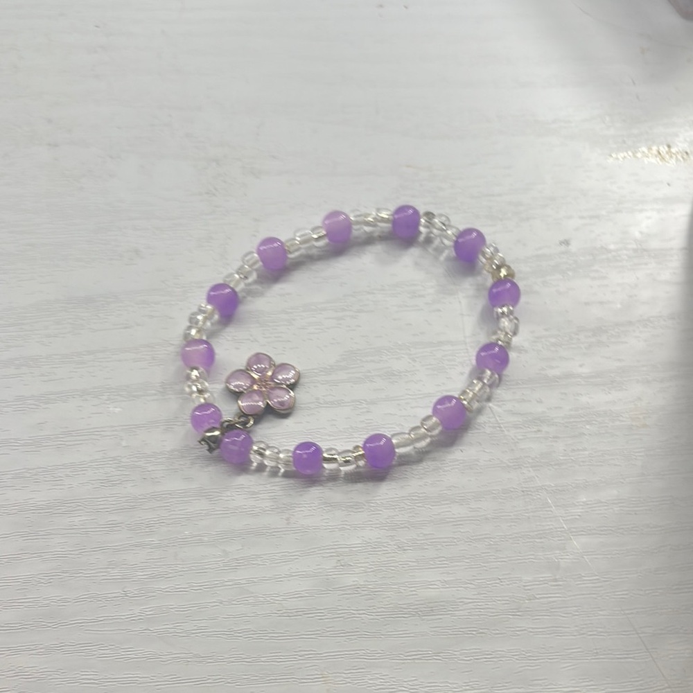 Purple and Silver Beaded Bracelet